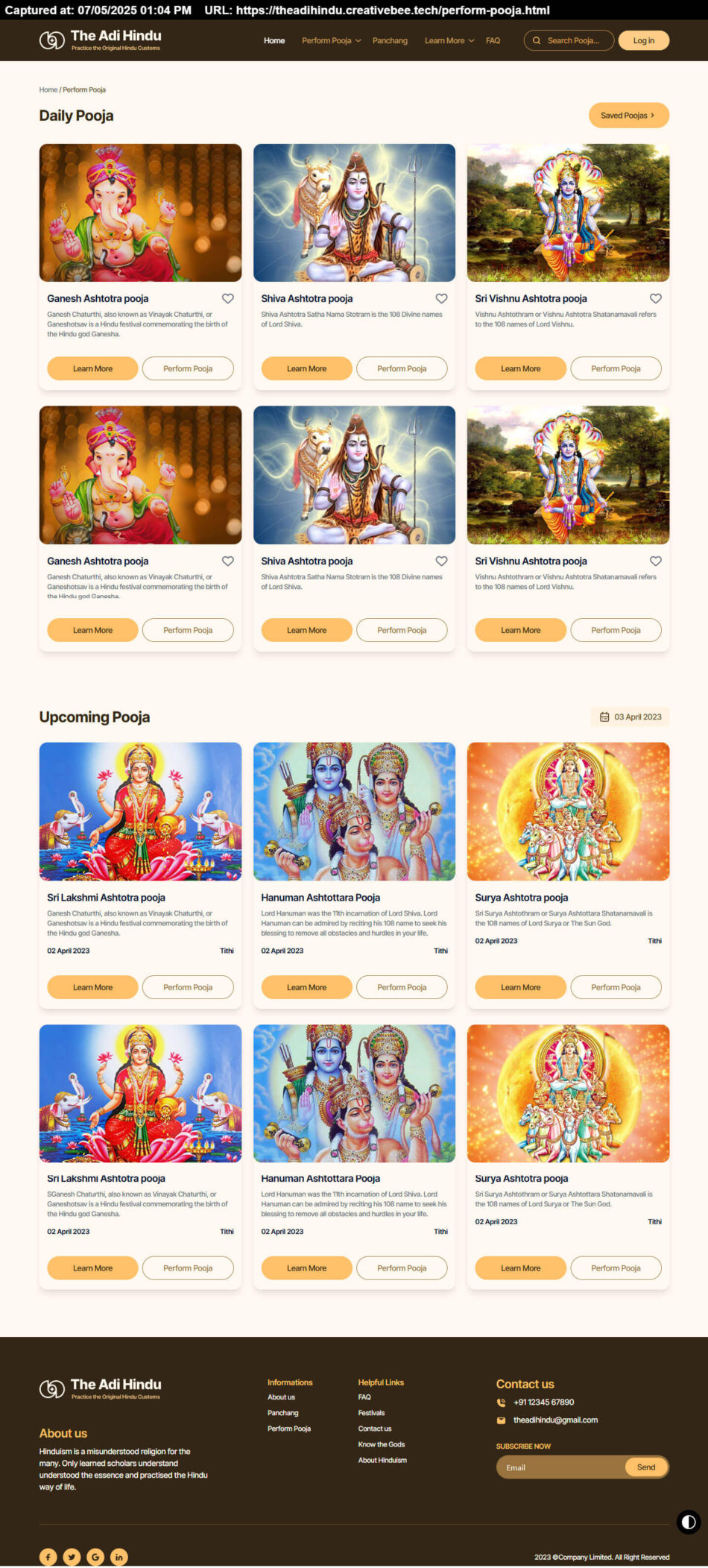 Perfom Pooja Page